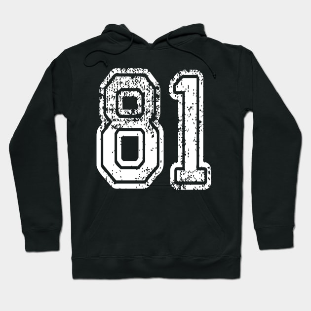 Number 81 Grungy in white Hoodie by Sterling